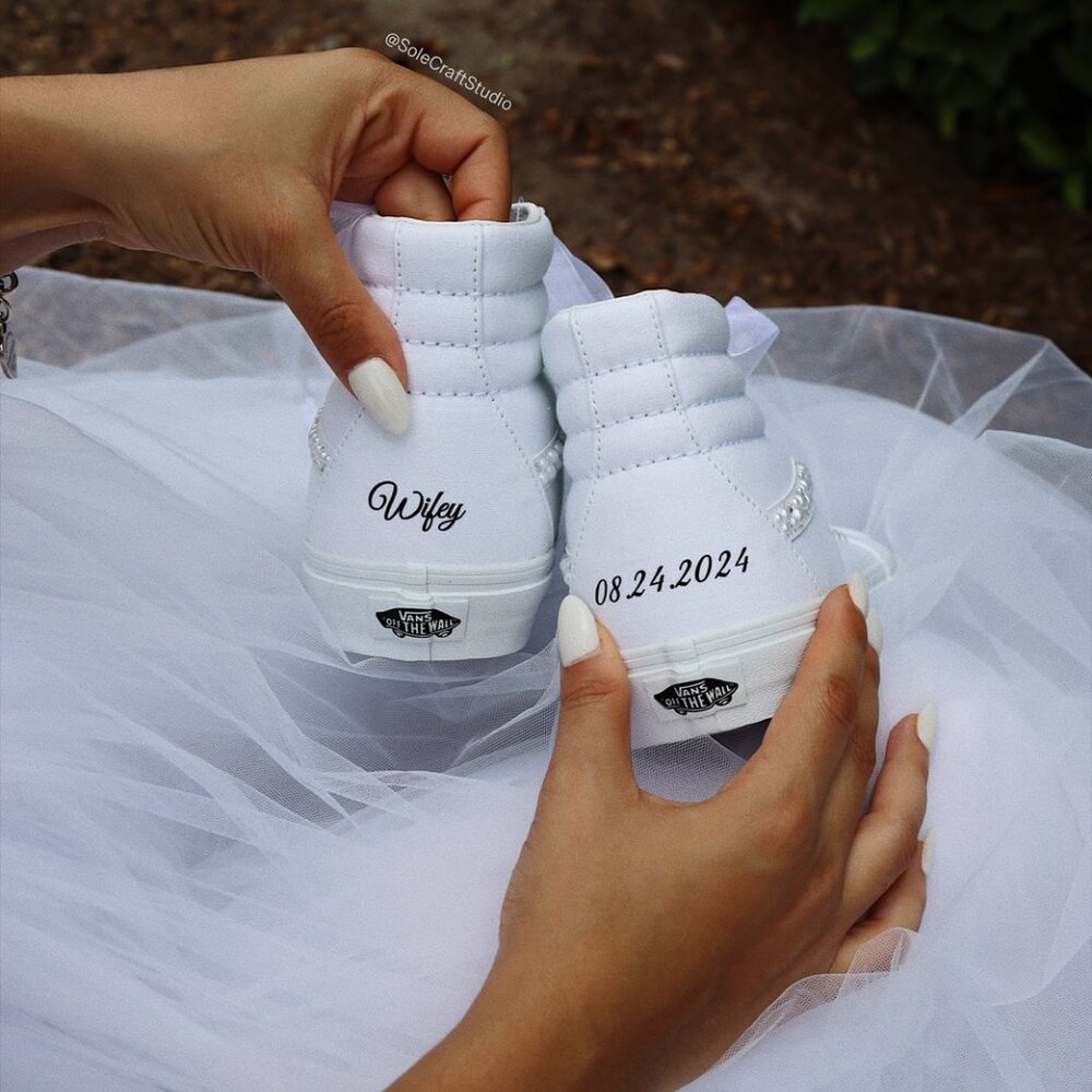 Wedding Sneakers for the Bride - Personalized Bridal Shoes - Vans Sk8-Hi Canvas - Picture 9 of 13